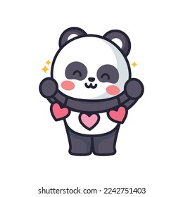 Valentine's day illustration with kawaii panda