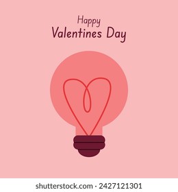 Valentines Day illustration with lightbulb