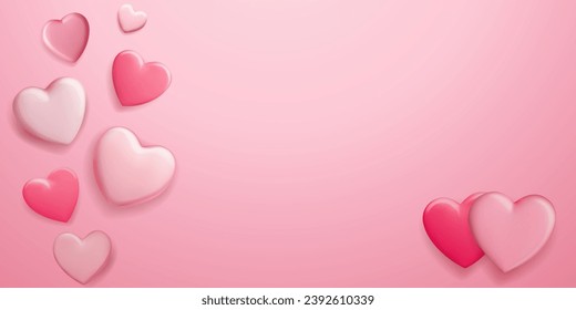 Valentine's day illustration with many red and pink hearts