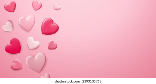 Valentine's day illustration with many red and pink hearts
