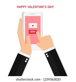 Valentine's day illustration. Send or receive love sms