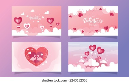 valentines day illustration vector background design for romantic couple in valentines day bundle set