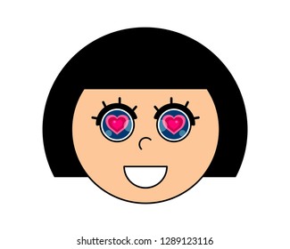 Valentine`s day illustration. Vector illustration of girl in love. Cartoon character.