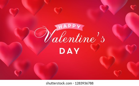 Valentine's day illustration with weightless hearts