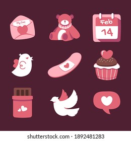 Valentine's day illustrations for cards poster or stickers