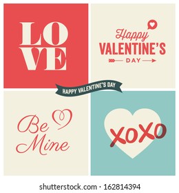 Valentines Day Illustrations And Typography Elements