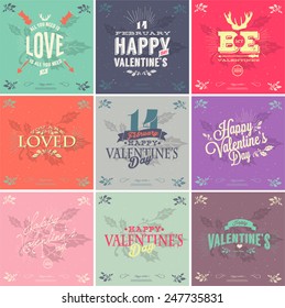 Valentine's day illustrations and typography elements