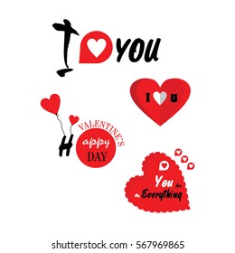 valentines day illustrations and typography elements