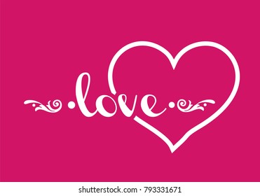 Valentines day illustrations and typography elements