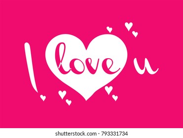 Valentines day illustrations and typography elements
