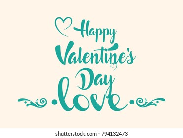 Valentines day illustrations and typography elements