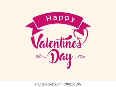Valentines day illustrations and typography elements