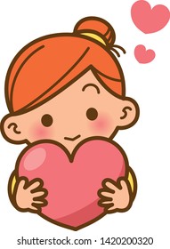 Valentine's day. Image illustration of girl holding heart