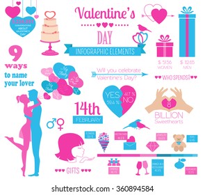 Valentine's day infographic. Flat style graphic template. Vector illustration
