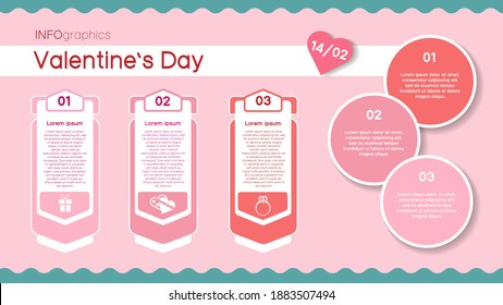 Valentine's Day infographics. Flat design. A holiday of love. Vector illustration. Place for your text.