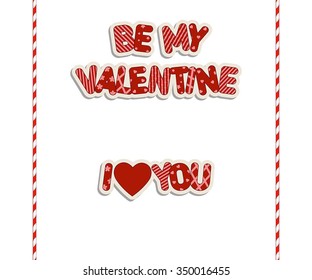 Valentine's day inscriptions. Vector illustration. 