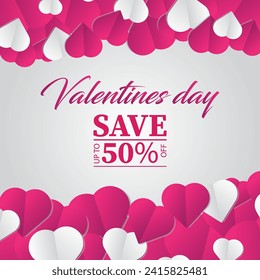 Valentines day Instagram banner design. Background with love hearts.