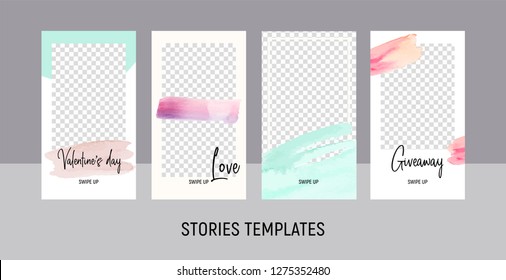 Valentine's day Instagram stories banner template set