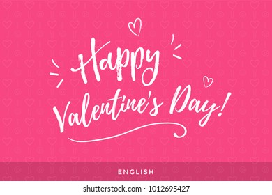 Valentine's Day International greeting lettering in English language - Hand crafted insignia - Words of love 