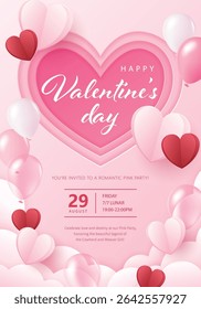 Valentine's day invitation with balloons. 