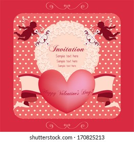 Valentine's day invitation card with cupid