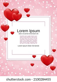 Valentine's Day invitation card, flyer, booklet vector design template. Elegant blurred background with hearts
