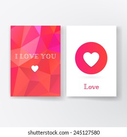 Valentine's Day Invitation. Typography Poster. Geometric Pattern Background. Set of abstract vector modern brochure design template
