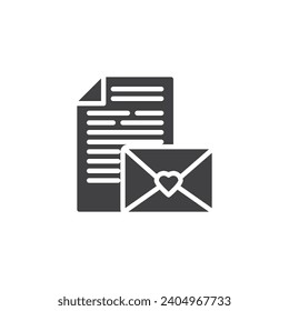 Valentines day invitation vector icon. filled flat sign for mobile concept and web design. Love Letter glyph icon. Symbol, logo illustration. Vector graphics
