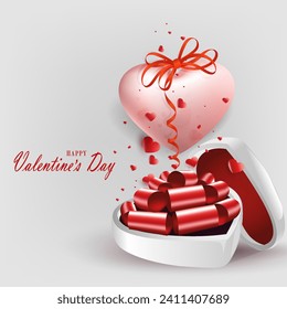 Valentine's Day. Isolated design element with box and heart.