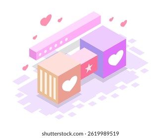 Vector de fondo isométrico del día de San Valentín para el acontecimiento lindo de San Valentín 