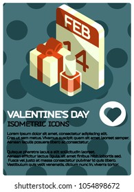 Valentines day isometric poster