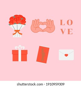 Valentines Day item, icons, vector,