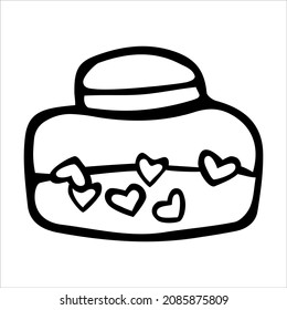 Valentine's Day jam love heart doodle vector illustrations black and white hand drawn