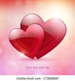 Valentine's Day just you and me bright poster vector card design. isolated from background. 