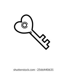 Valentine's Day key in the shape of a heart - vector icon