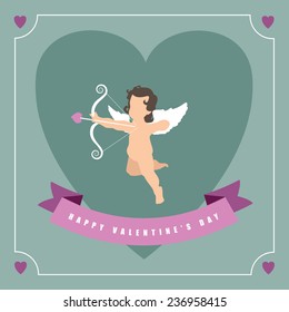 Valentine's Day Kissing Swans Cupid Design EPS 10 Vector Stock Illustration