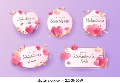 Valentine's Day Label Collection. Promotion sale label template for love and valentine's day concept.