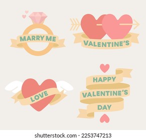 Valentine's day label illustration vector design set.