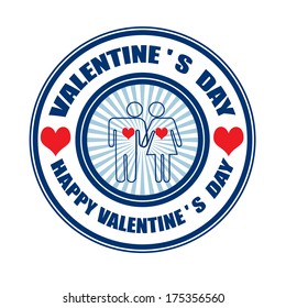 valentine's day label stamp on whit vector illustration