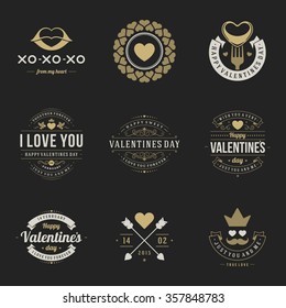 Valentine's Day labels, badges, heart icons, symbols, greetings cards, illustrations and typography vector design elements. Valentines day cards, Valentines Logos, Valentines Day Vector Labels. 