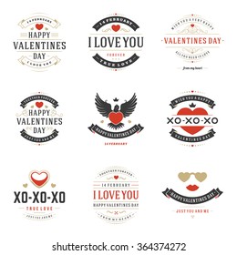 Valentine's Day labels, badges, heart icons, symbols, greetings cards, illustrations and typography vector design elements. Valentines day cards, Valentines Logos, Valentines Day Vector Labels. 