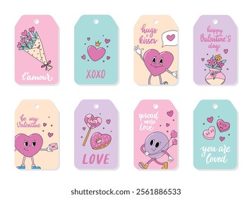 Valentine's day labels collection with doodles and lettering quotes. Good for prints, stickers, cards, posters, etc. EPS 10