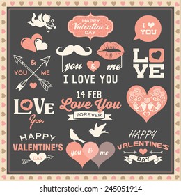 Valentine's day labels, icons and design elements collection