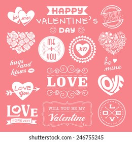 Valentine's day labels, icons and design elements collection