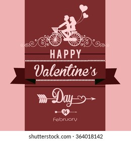Valentine's day labels, icons elements, typography vintage design and silhouette. Love card for Valentines day. Vector illustration.