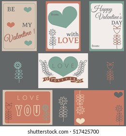Valentine's Day labels set, vector illustration