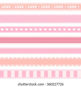 Valentine's Day lace ribbons. Great for Valentine's Day decor. Vector illustration. More sets you can find in my portfolio