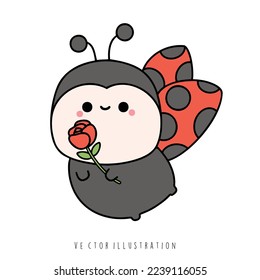 valentine's day ladybug vector illustration 