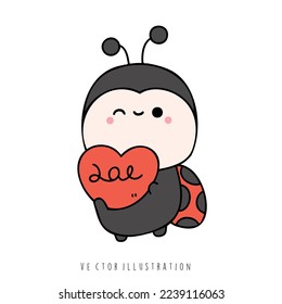 valentine's day ladybug vector illustration 