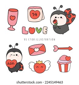 Valentinstag-Ladybug, Vektorgrafik